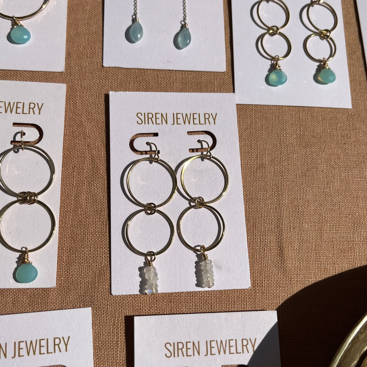 RAINBOW MOONSTONE BAR EARRINGS