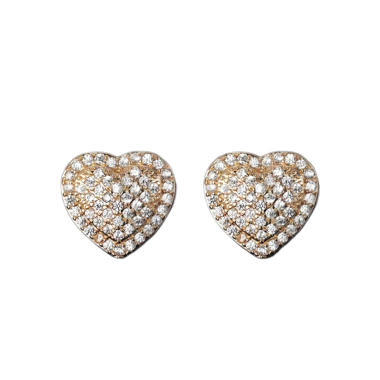Dainty Iced Out CZ Heart Stud Earrings, Micro-Pavé Love Studs for Women Gifts
