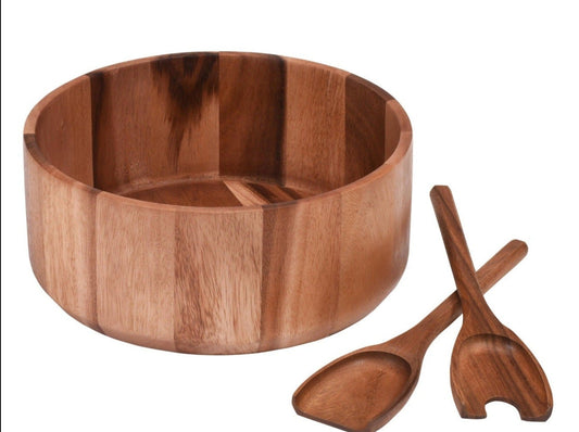 Extra Large Acacia Wood Salad Bowl Set