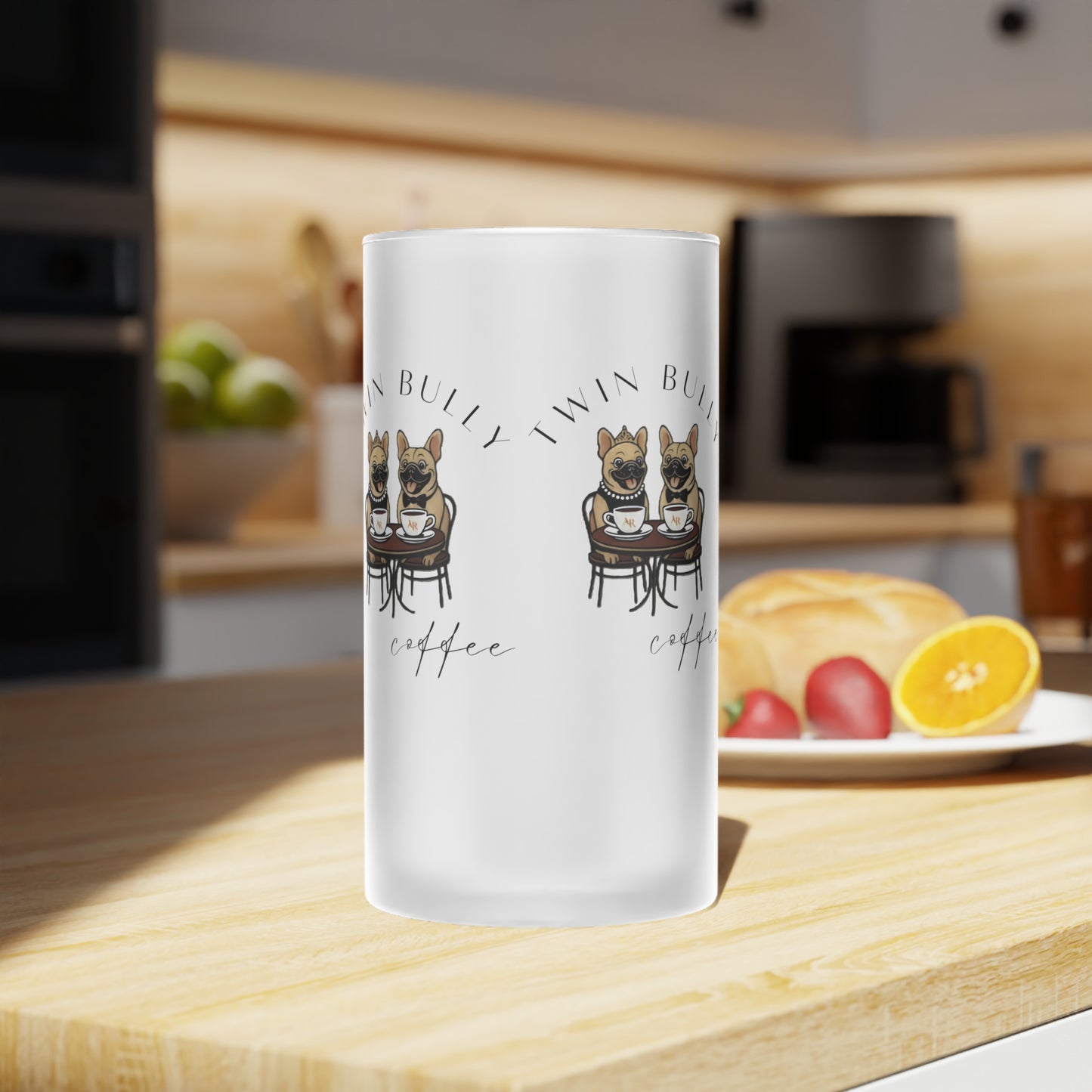 Twin Bully Coffee Frosted Glass Beer Mug
