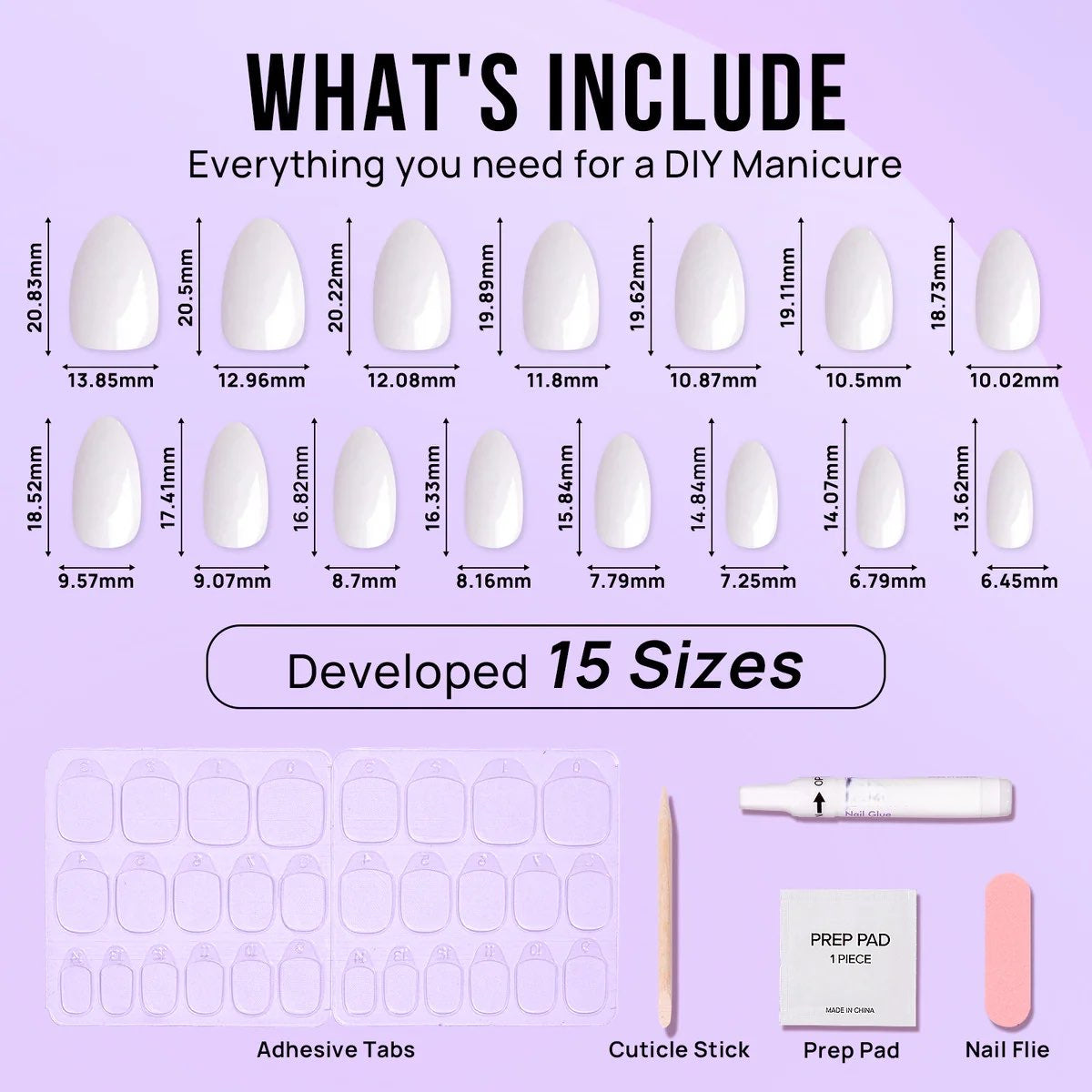 Milky Way Almond Nails - Press on Nails | Long Lasting & Reusable