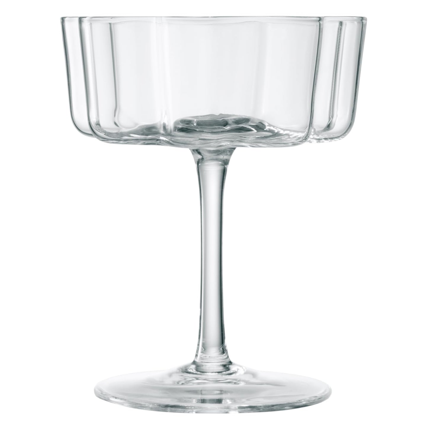 Flower Wave Coupe Cocktail Colored Glass | Set of 2 | Clear