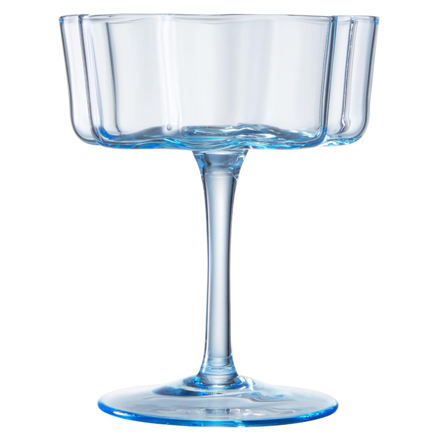 Flower Wave Coupe Cocktail Colored Glasses | Set of 2 | Cobalt Blue