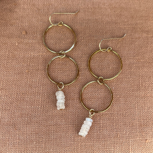 RAINBOW MOONSTONE BAR EARRINGS