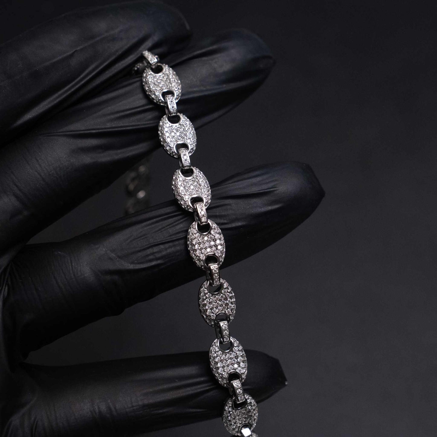 Moissanite Puffed Mariner Link Bracelet 925 Sterling Silver