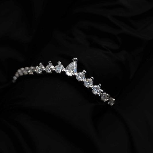 Curved Tear Drop 925 Sterling Silver Moissanite Stacking Women Wedding Band