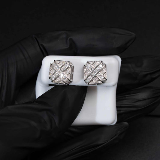 Moissanite Square Stud Earrings 925 Sterling Silver Screw Back