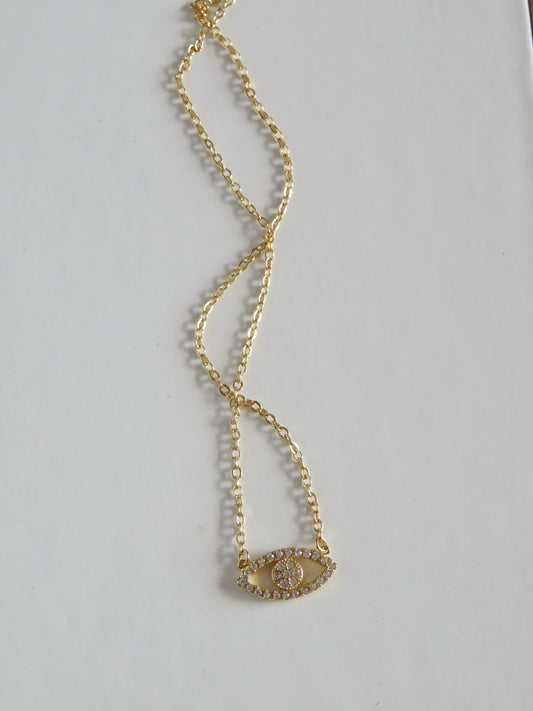 Diamond Evil Eye Connector Necklace