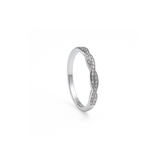 925 Sterling Silver Moissanite Twist Stackable Women Band