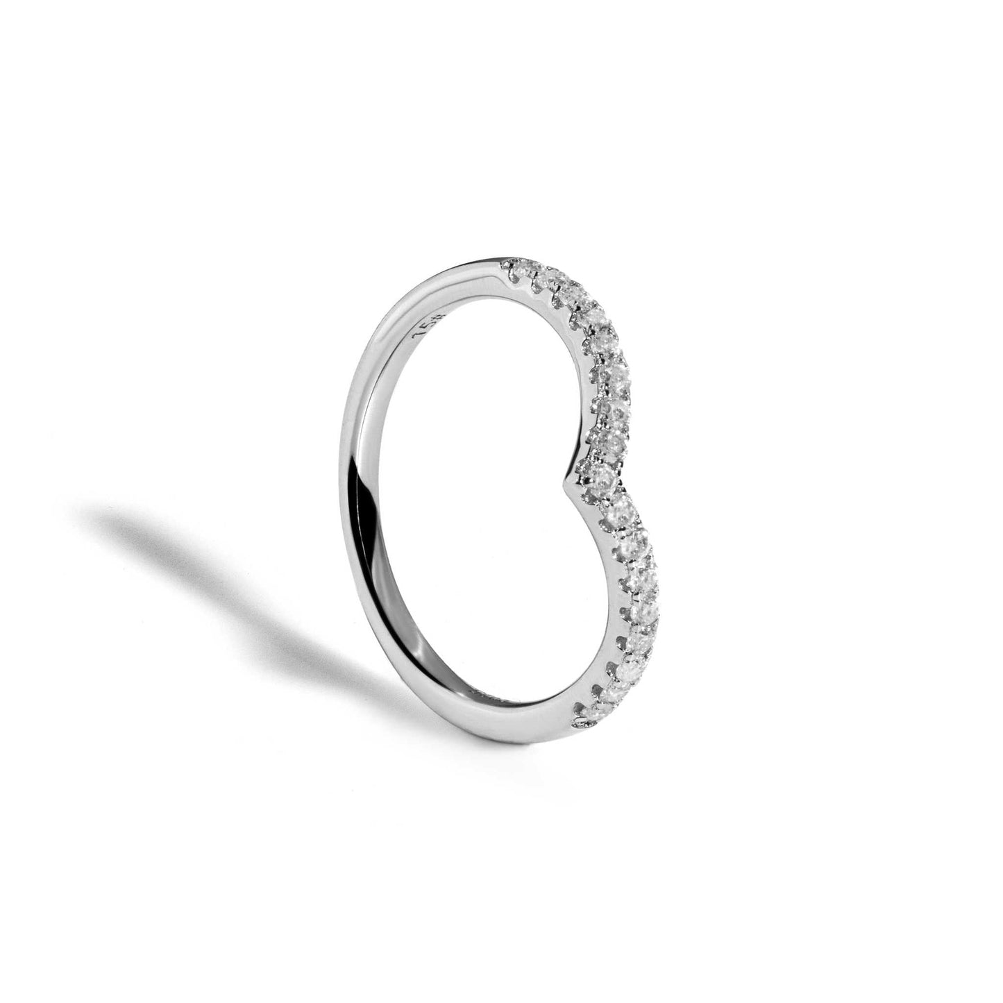 Aurora Curved 0.27 TCW Moissanite Wedding Stackable Band - 925 Sterling Silver