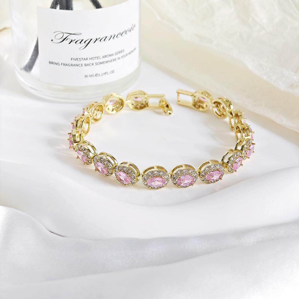 Colorful CZ Halo Tennis Bracelet, Multicolor Gemstone Bridal Jewelry, Unique Pattern Gift for Her, Cubic Zirconia Bridesmaid Bracelet