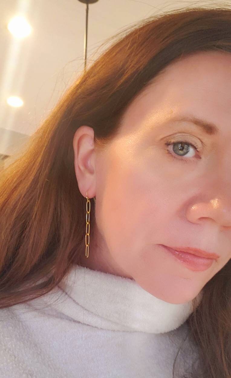 Long paper clip link earrings