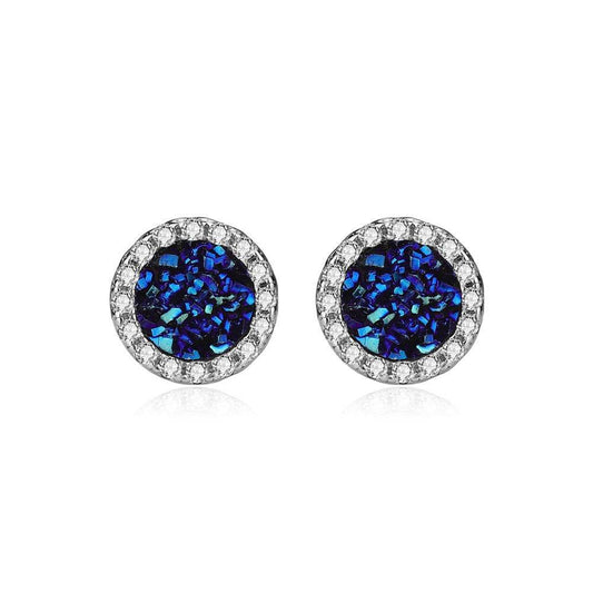 Multicolor Crystal Cluster Magnetic Round Halo Stud Earrings for Men Women, 6mm Round Crystal Inlaid Magnetic Earrings Non-Piercing Clip On Stud Earring