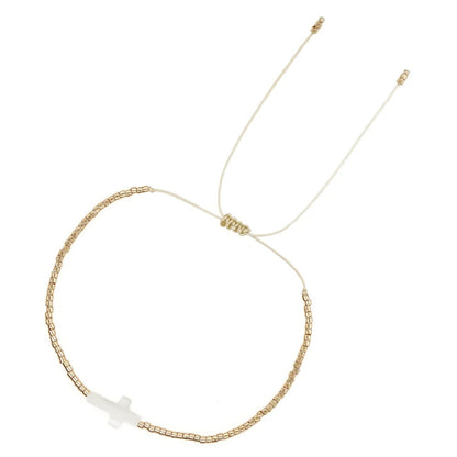 Pearl Holy Cross Beaded Bracelet
