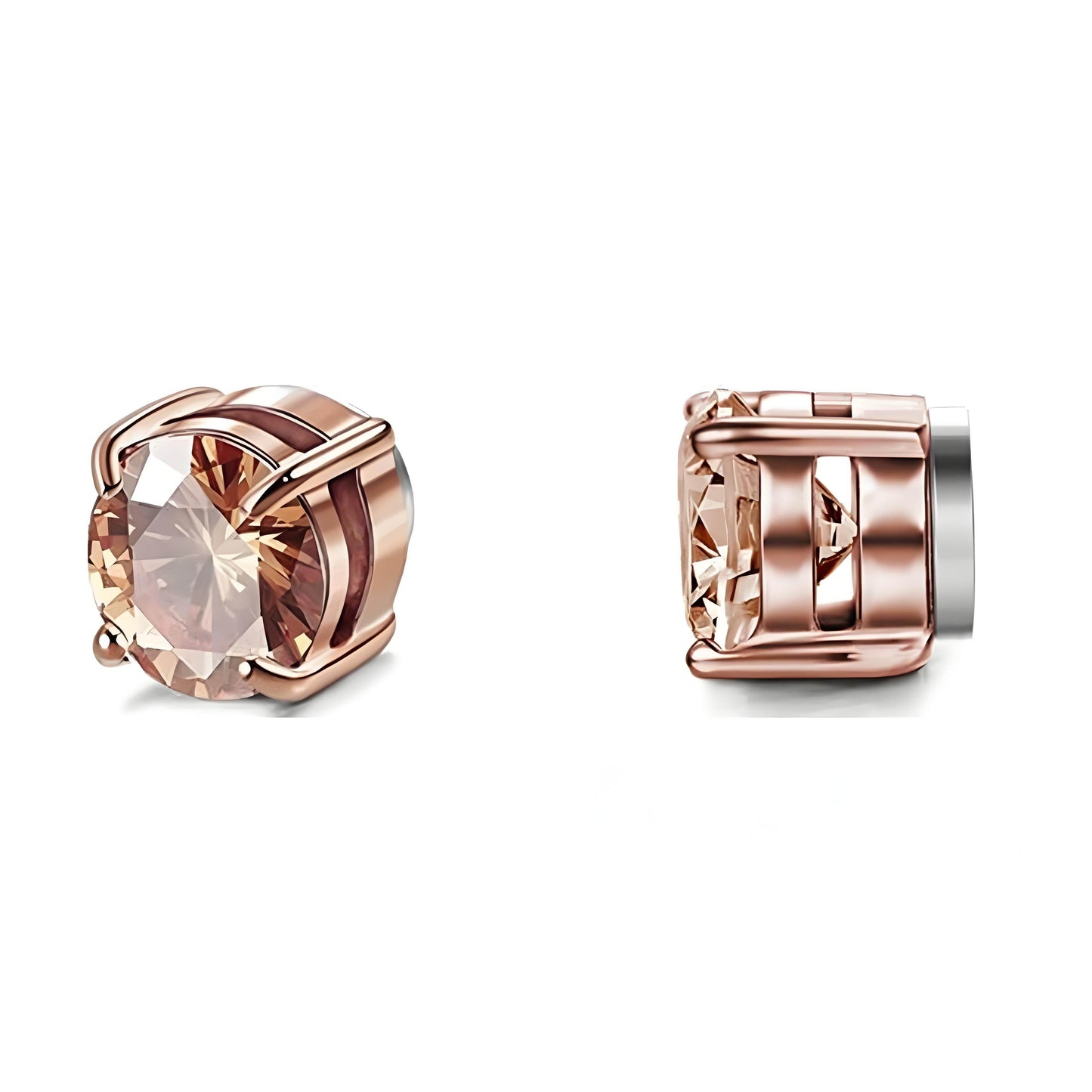 Stainless Steel Magnetic Stud Earrings for Men Women Unisex, 6/8mm 4-Prong Round CZ Inlaid Magnetic Earrings Non-Piercing Clip On Studs