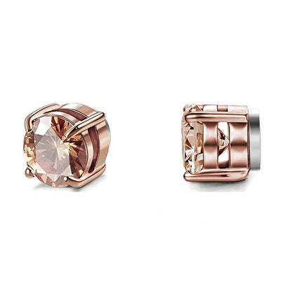 Stainless Steel Magnetic Stud Earrings for Men Women Unisex, 6/8mm 4-Prong Round CZ Inlaid Magnetic Earrings Non-Piercing Clip On Studs