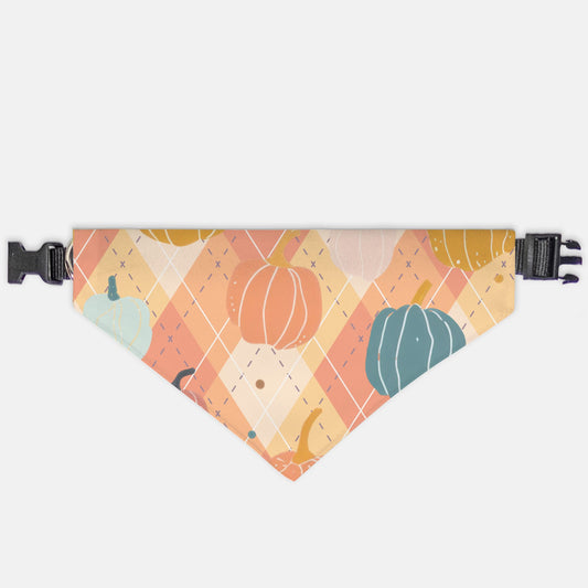 Pumpkins and Plaid Collar Pet Bandana (LG & XL)
