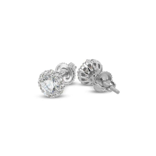 Stud Mens Earrings - Solid 925 Sterling Silver Screw Back