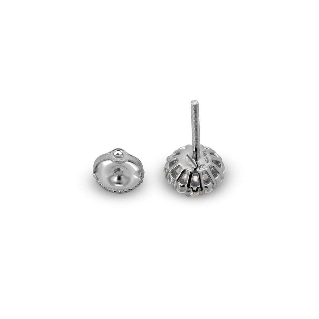 Stud Mens Earrings - Solid 925 Sterling Silver Screw Back