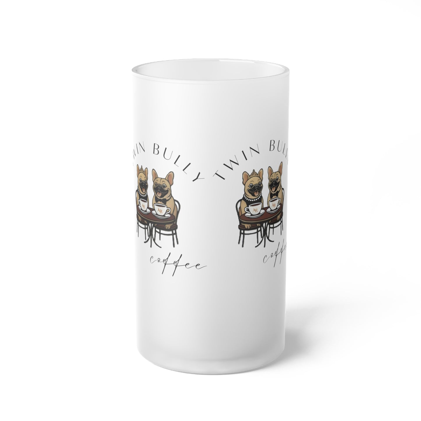 Twin Bully Coffee Frosted Glass Beer Mug