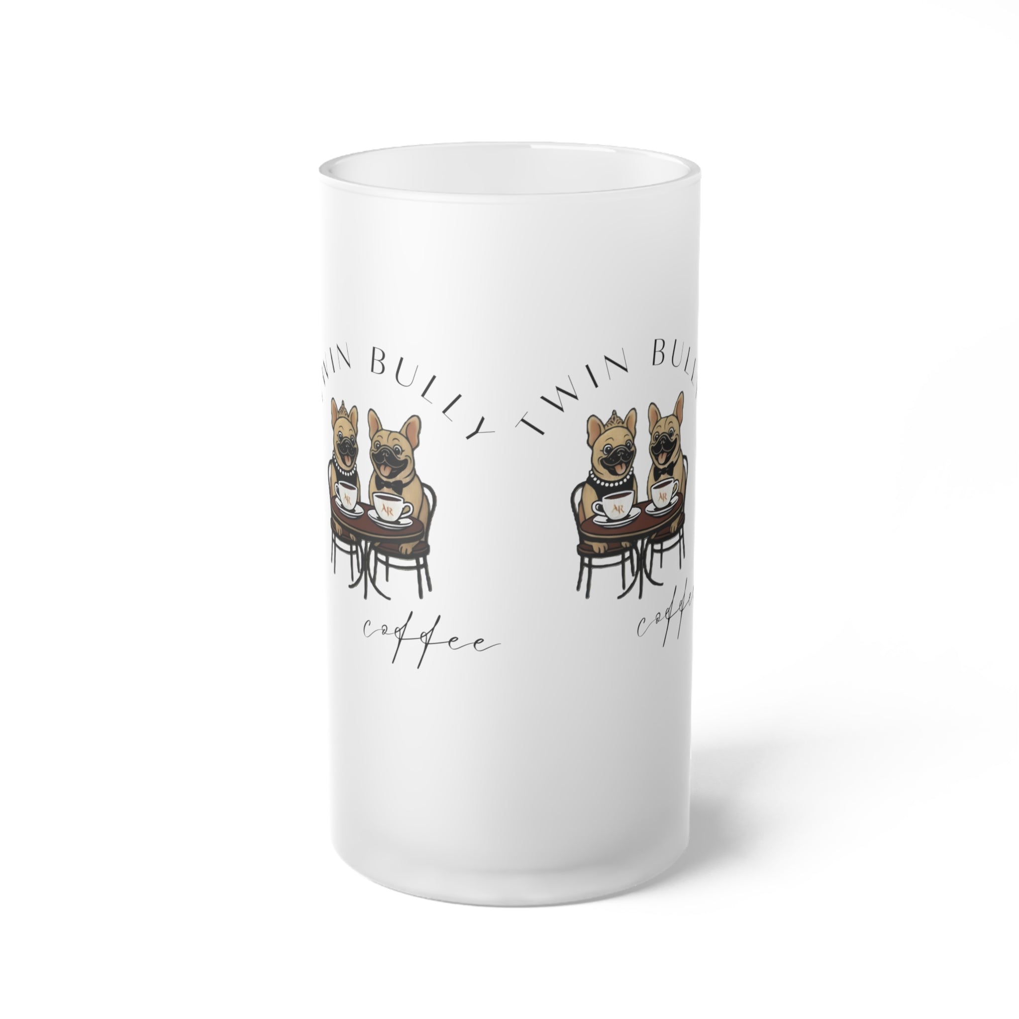 Twin Bully Coffee Frosted Glass Beer Mug