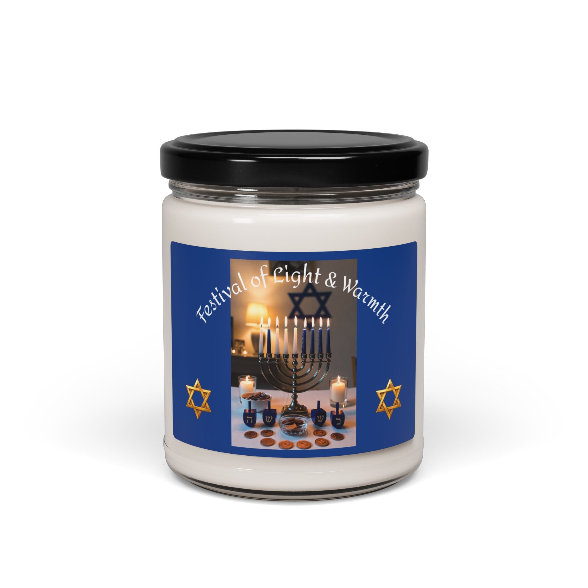 Hanukkah Soy Candle — "Festival of Light & Warmth" 9oz Scented Jar