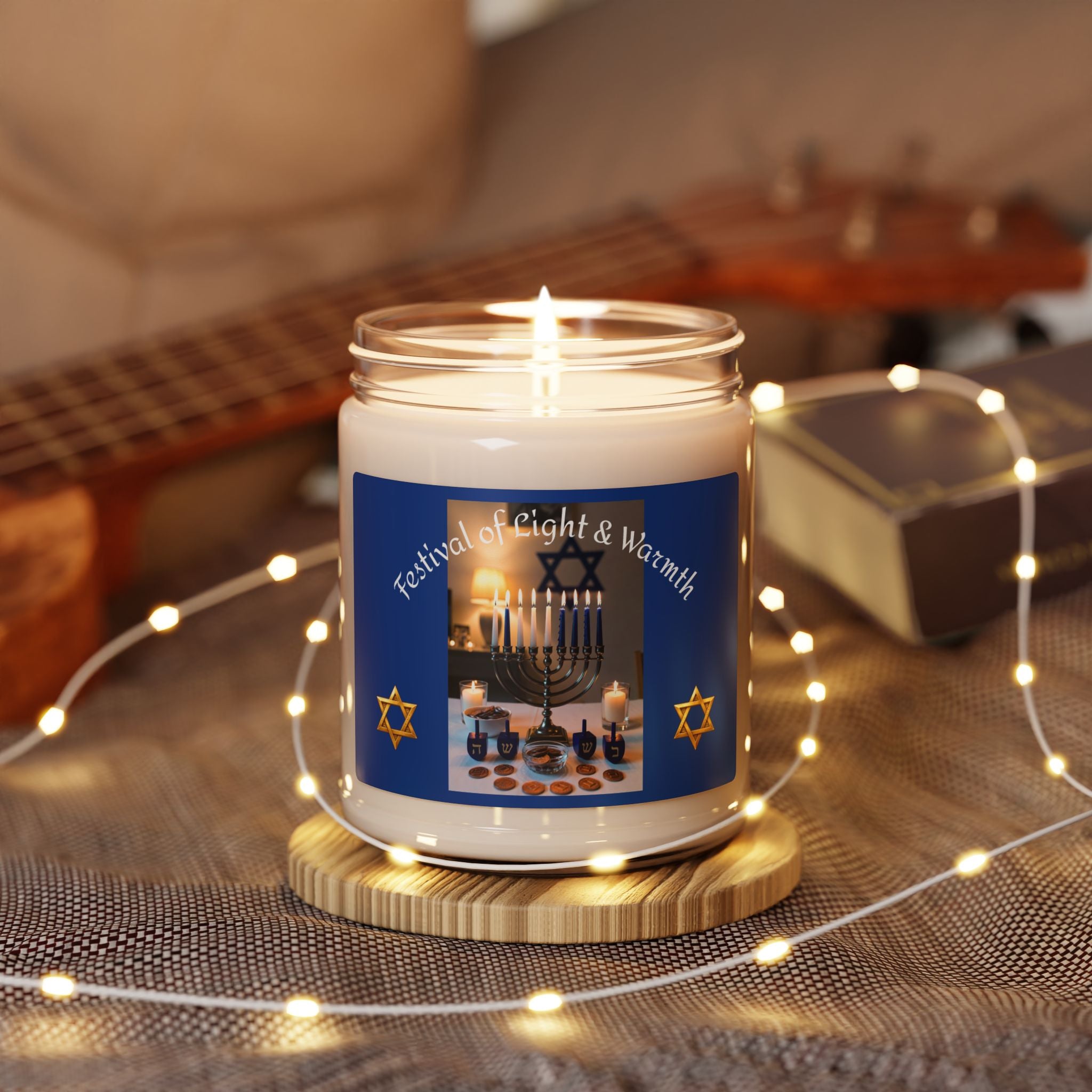 Hanukkah Soy Candle — "Festival of Light & Warmth" 9oz Scented Jar
