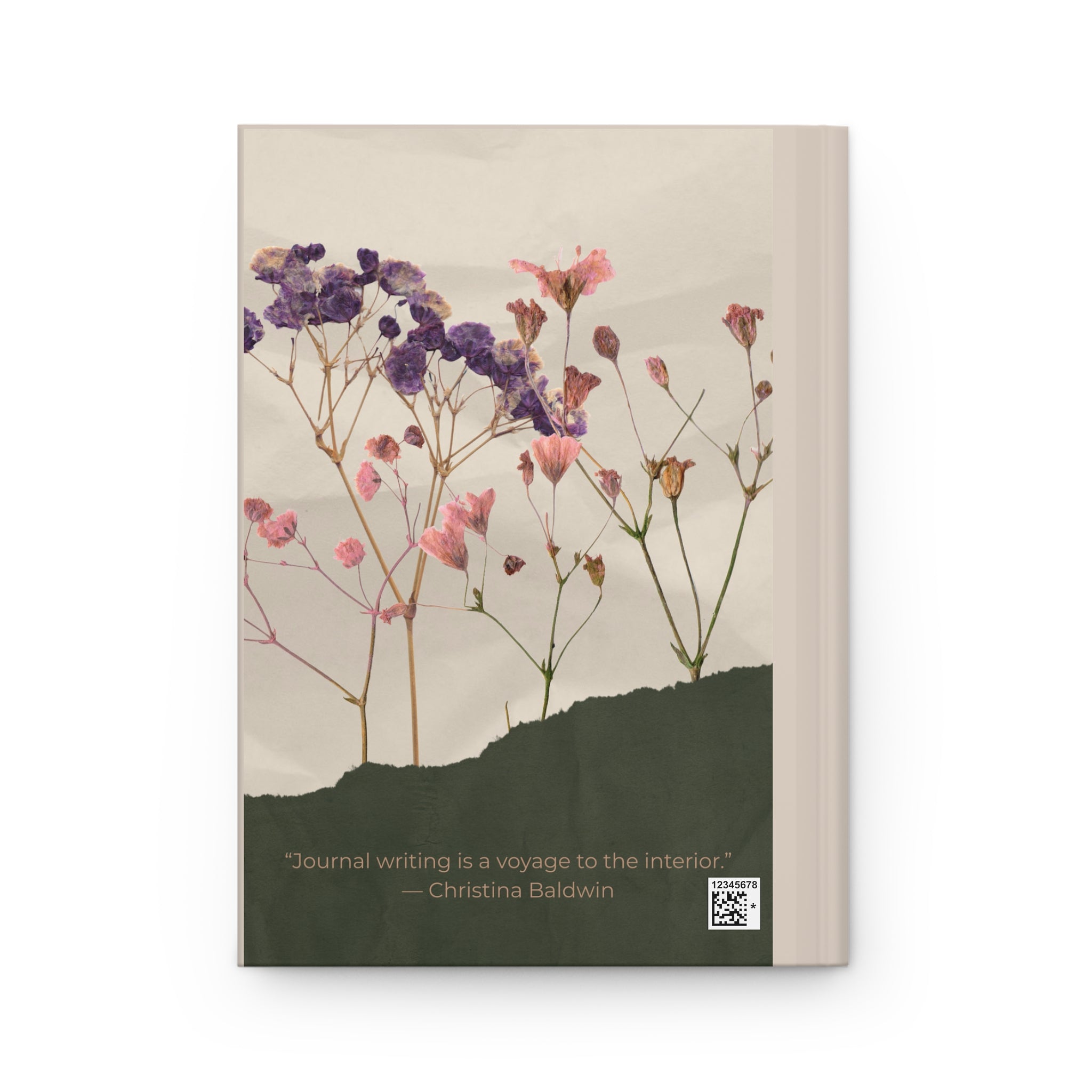 Dried Wildflower Hardcover Journal — 'Journal' Floral Notebook with Inspirational Quote