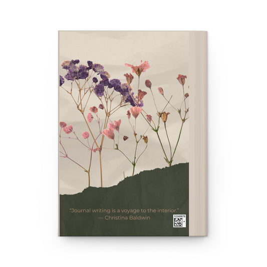 Dried Wildflower Hardcover Journal — 'Journal' Floral Notebook with Inspirational Quote