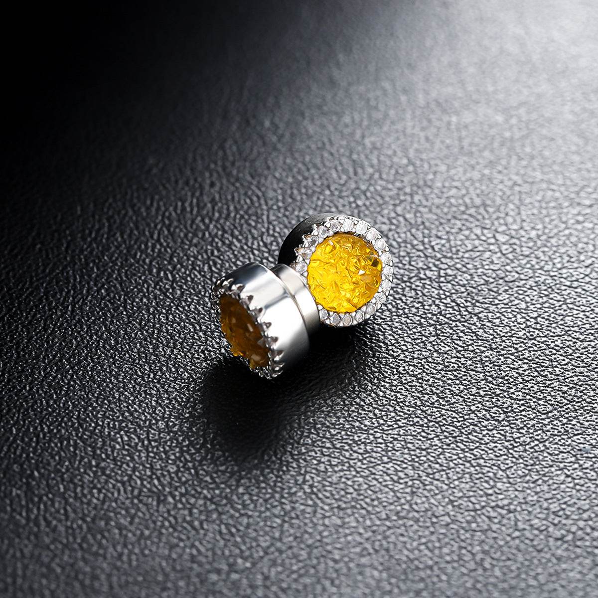 Multicolor Crystal Cluster Magnetic Round Halo Stud Earrings for Men Women, 6mm Round Crystal Inlaid Magnetic Earrings Non-Piercing Clip On Stud Earring