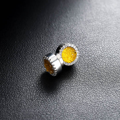 Multicolor Crystal Cluster Magnetic Round Halo Stud Earrings for Men Women, 6mm Round Crystal Inlaid Magnetic Earrings Non-Piercing Clip On Stud Earring