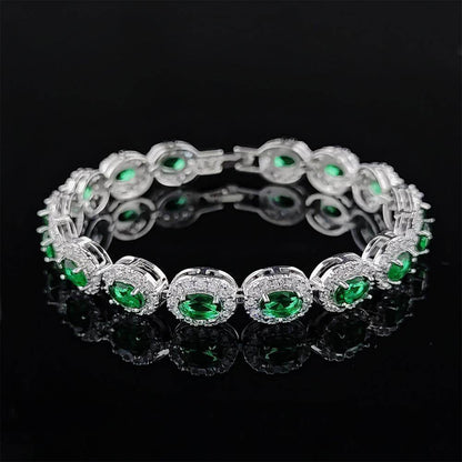 Colorful CZ Halo Tennis Bracelet, Multicolor Gemstone Bridal Jewelry, Unique Pattern Gift for Her, Cubic Zirconia Bridesmaid Bracelet