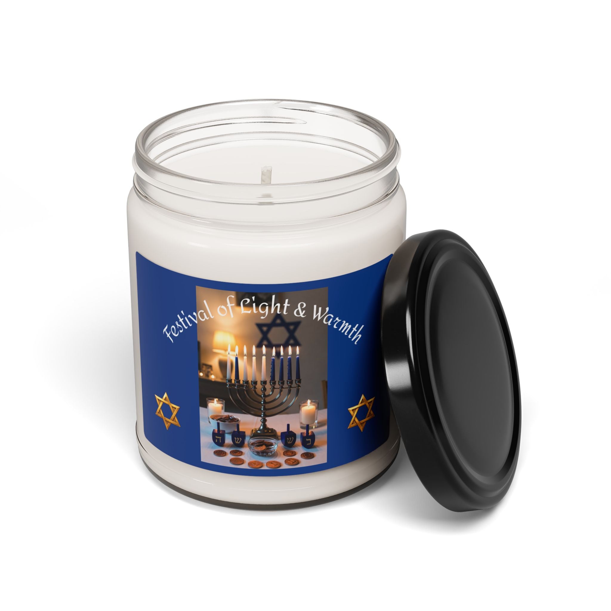Hanukkah Soy Candle — "Festival of Light & Warmth" 9oz Scented Jar