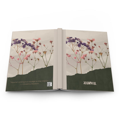 Dried Wildflower Hardcover Journal — 'Journal' Floral Notebook with Inspirational Quote