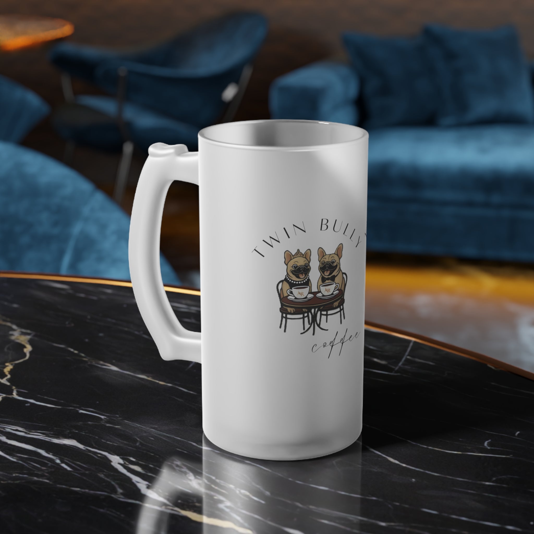 Twin Bully Coffee Frosted Glass Beer Mug
