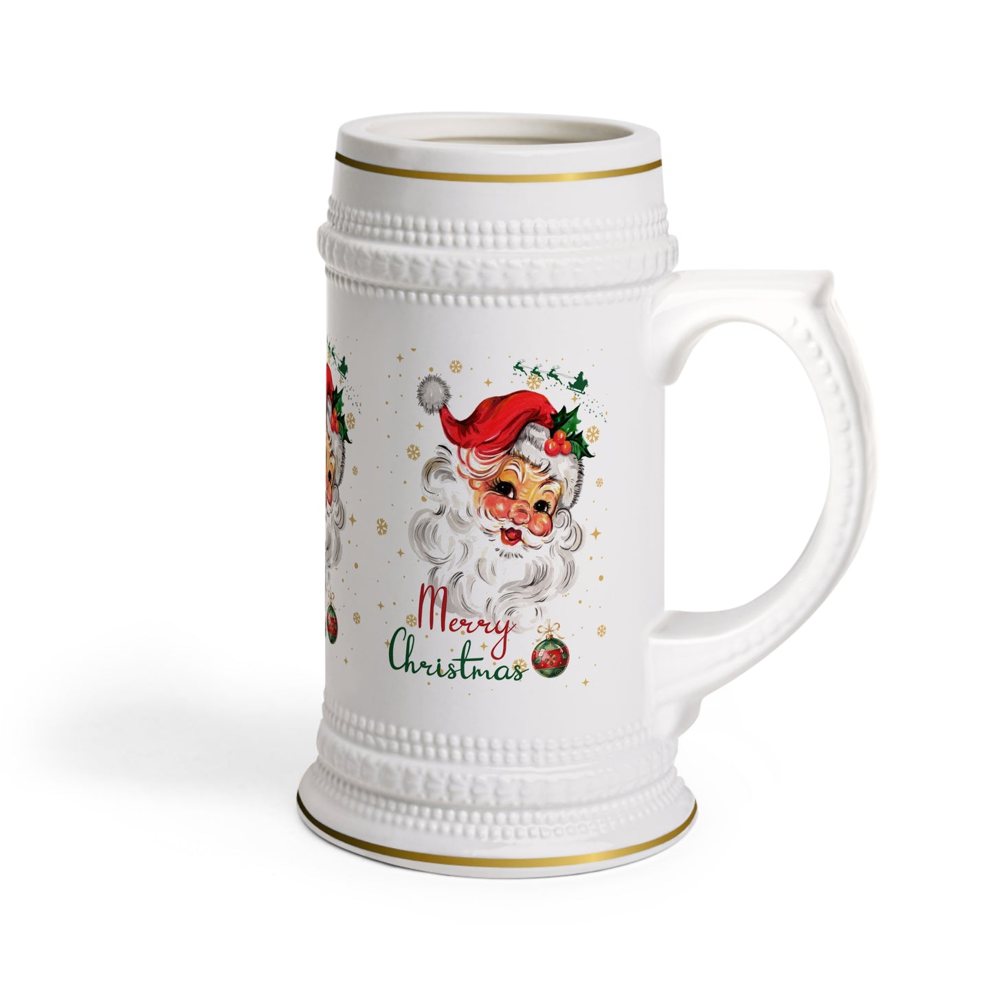 Festive Vintage-Style Santa Beer Stein Mug