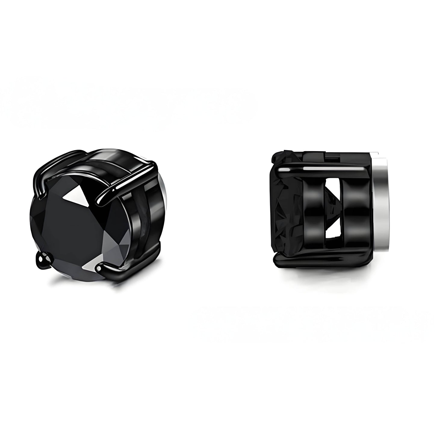 Stainless Steel Magnetic Stud Earrings for Men Women Unisex, 6/8mm 4-Prong Round CZ Inlaid Magnetic Earrings Non-Piercing Clip On Studs