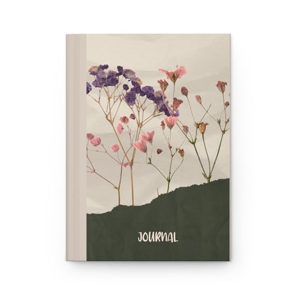 Dried Wildflower Hardcover Journal — 'Journal' Floral Notebook with Inspirational Quote