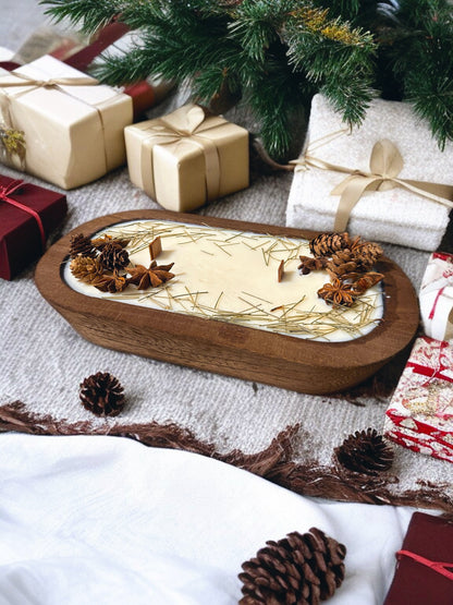 NEW SCENT! Cedar & Frankincense -Wood-Wick Christmas Dough Bowl Candles