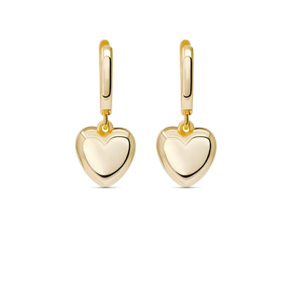 Puffed Heart Drop Earrings