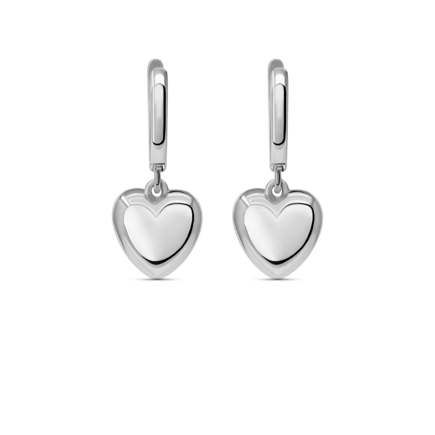 Puffed Heart Drop Earrings