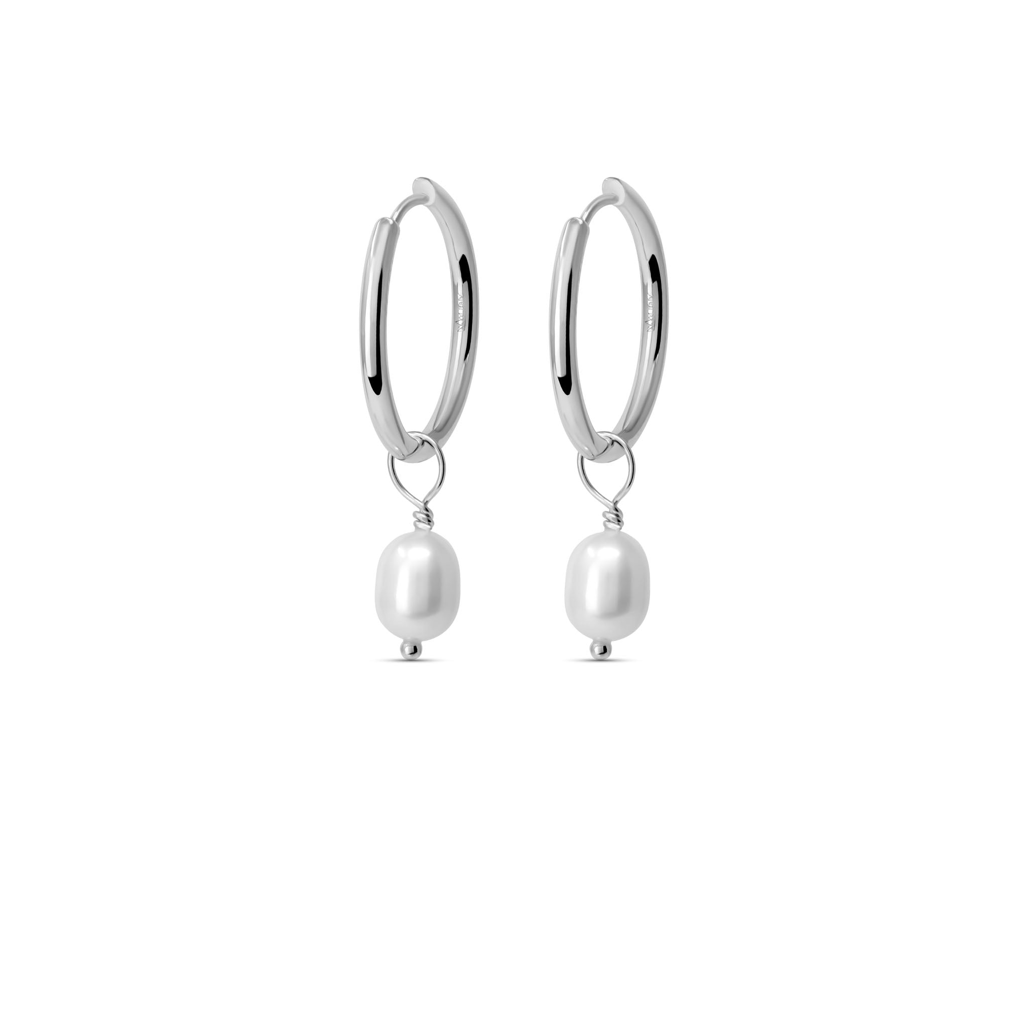 Pearl Huggie Hoops