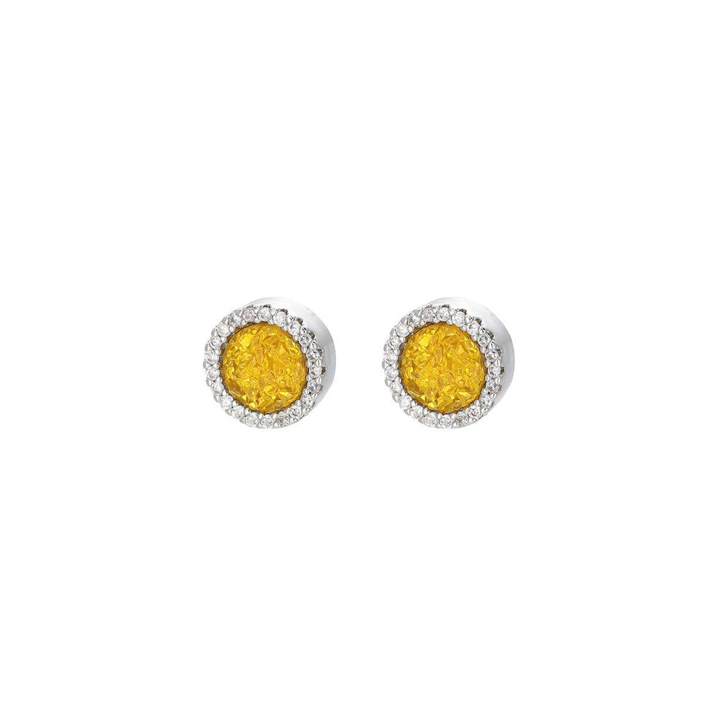 Multicolor Crystal Cluster Magnetic Round Halo Stud Earrings for Men Women, 6mm Round Crystal Inlaid Magnetic Earrings Non-Piercing Clip On Stud Earring