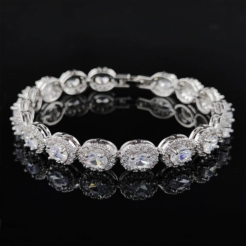 Colorful CZ Halo Tennis Bracelet, Multicolor Gemstone Bridal Jewelry, Unique Pattern Gift for Her, Cubic Zirconia Bridesmaid Bracelet