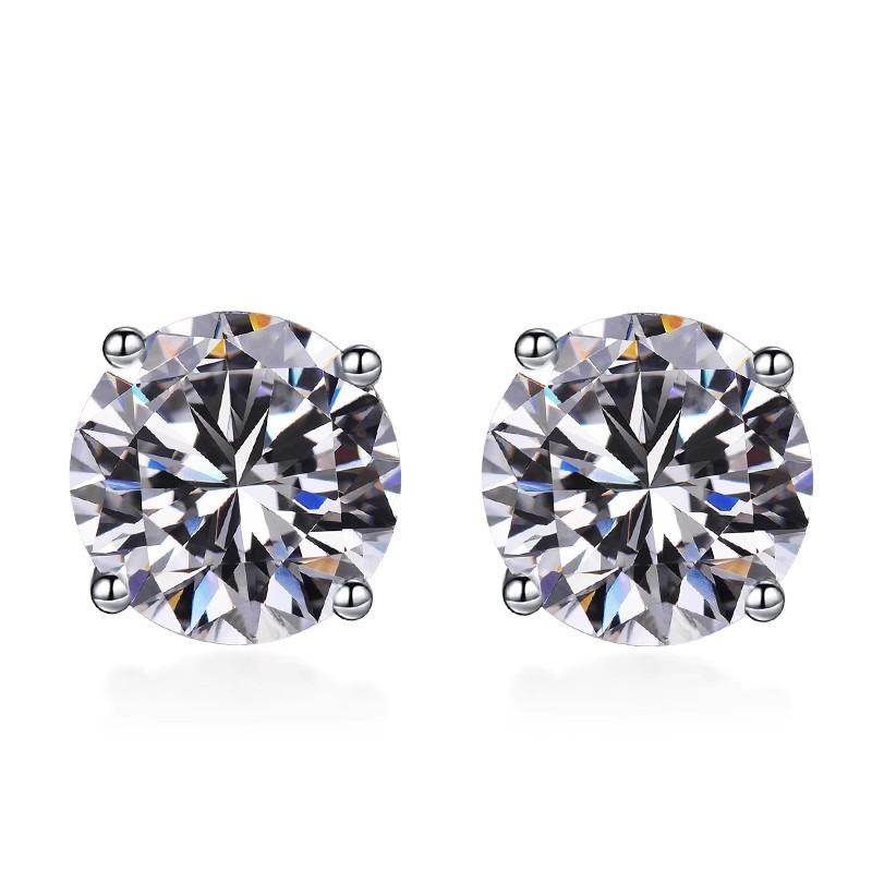 S925 Multicolor Moissanite 4-Prong Stud Earrings, 10 Color 0.5-3ct D-Grade VVS Certificate, Unisex Hypoallergenic Sterling Silver Gift