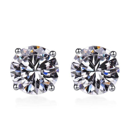 S925 Multicolor Moissanite 4-Prong Stud Earrings, 10 Color 0.5-3ct D-Grade VVS Certificate, Unisex Hypoallergenic Sterling Silver Gift