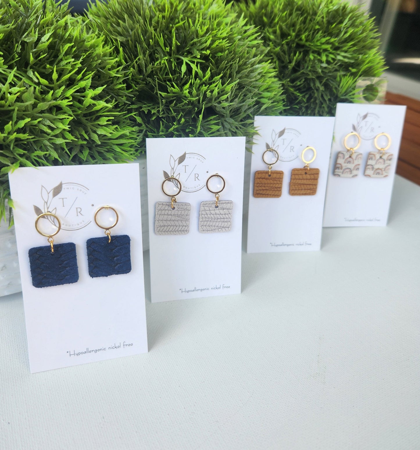 Adele- Genuine Leather and Gold Dangle Earrings