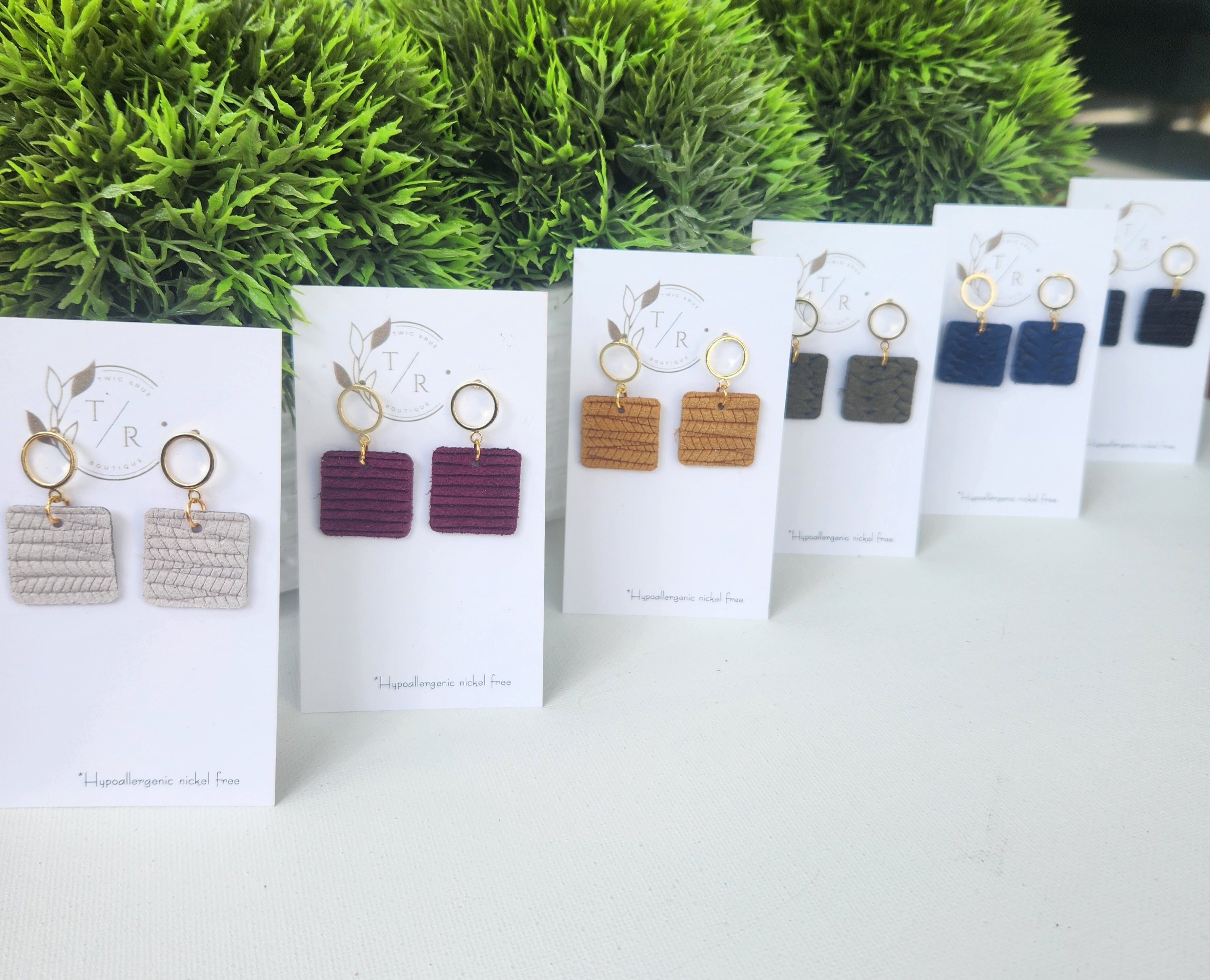 Adele- Genuine Leather and Gold Dangle Earrings
