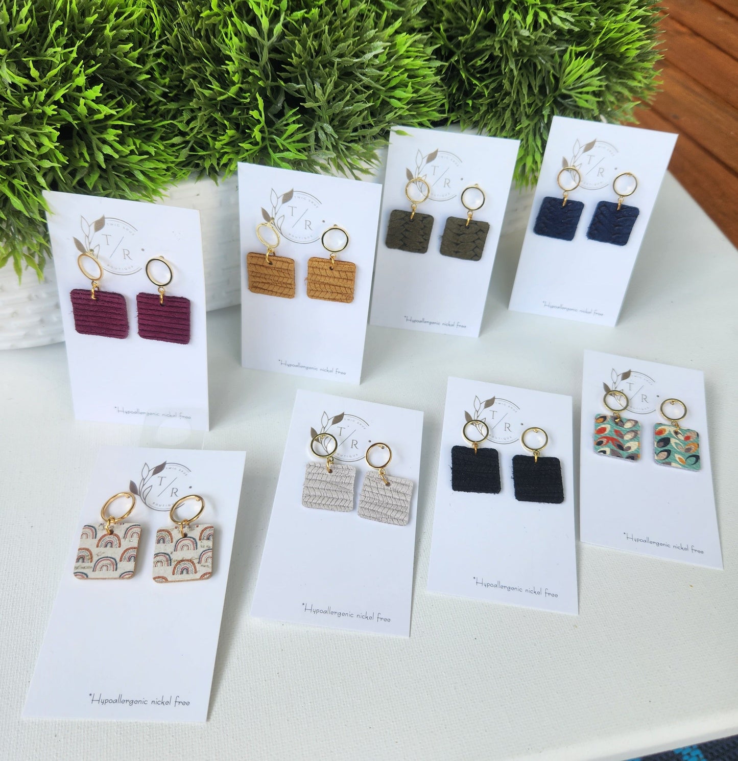 Adele- Genuine Leather and Gold Dangle Earrings