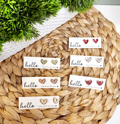 Heart Clay Stud Earrings